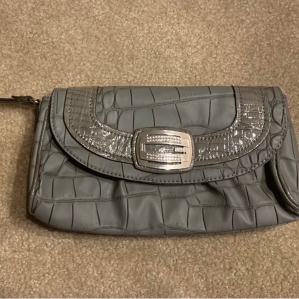Guess Y2K style small gray purse/wristlet jeweled